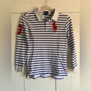 Vintage Polo By Ralph Lauren Boys Striped Polo Big‎ Logo Size M (12/14)